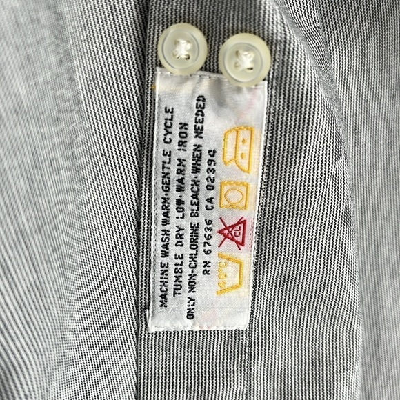 Yves Saint Laurent Long Sleeve Button Front Dress Shirt Gray 17.5 34-35 - Picture 7 of 9